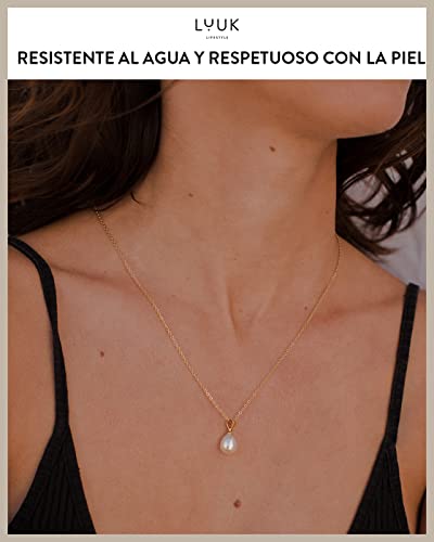Thumbnail 2 de LUUK LIFESTYLE collar con colgante de perla y tarjeta HAPPINESS, resistente al agua, largo ajustable