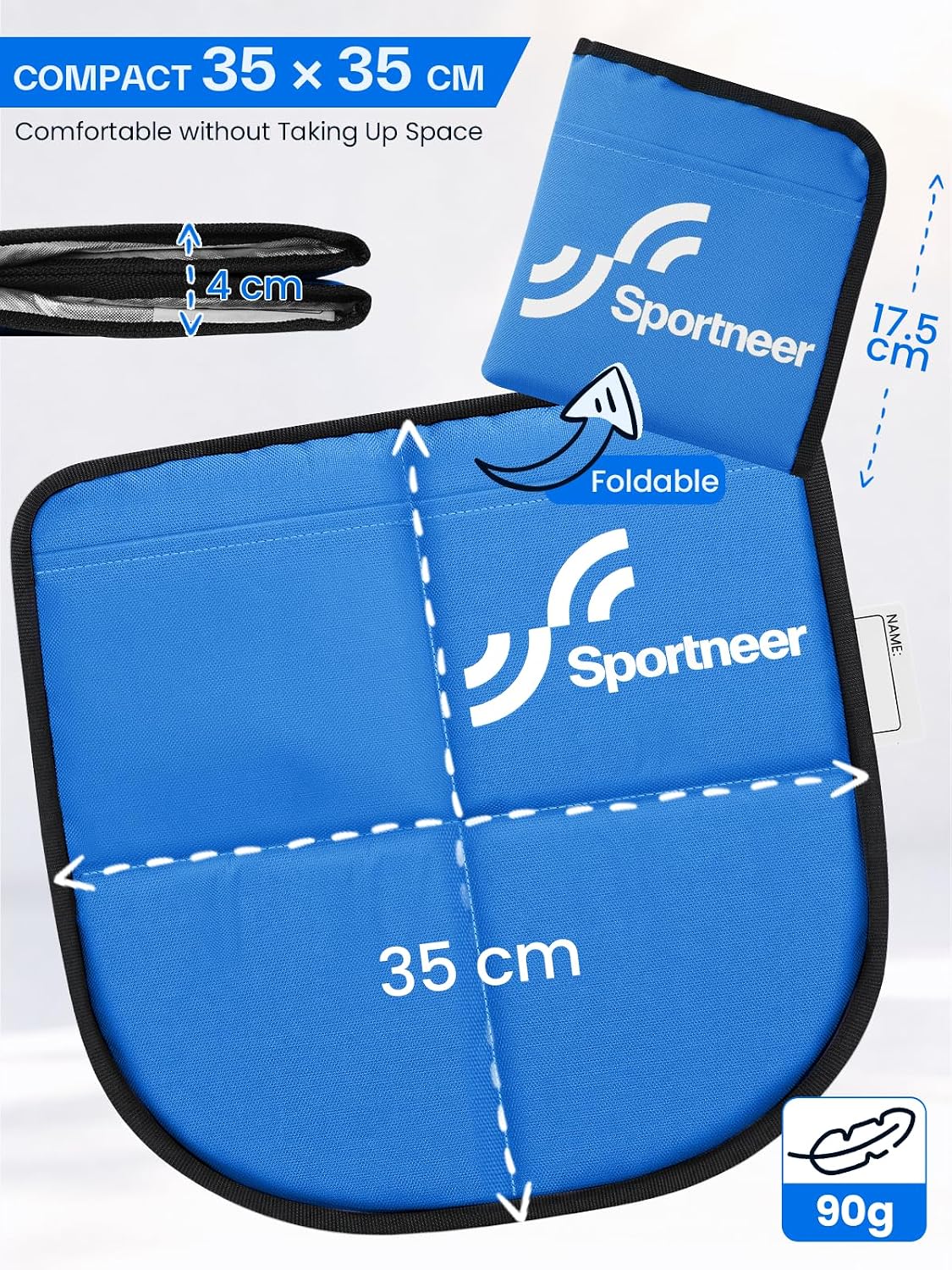 Detalle 2 de Sportneer CSP-01 Folding Seat Pad, Lightweight Blue Cushion with Storage Pockets
