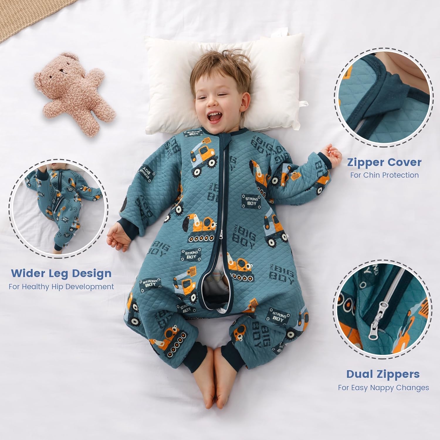 Thumbnail 2 de ZIGJOY Toddler Sleeping Bag with Feet, 1.5 TOG for 12-24 Months