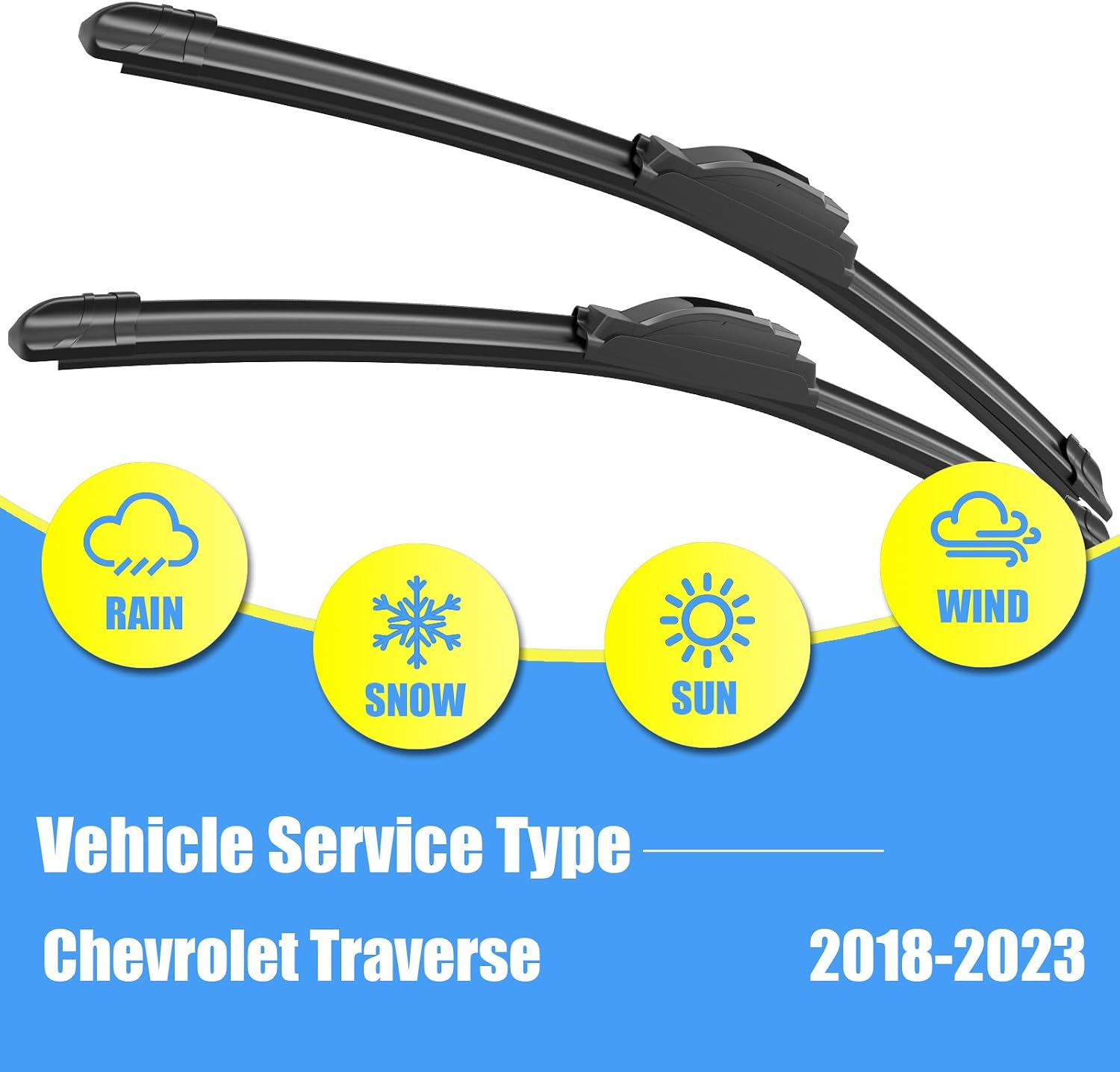 Detalle de Gavimnal Silicone Wiper Blades Replacement Set (24"/20"/10") for Chevrolet Traverse 2018-2023