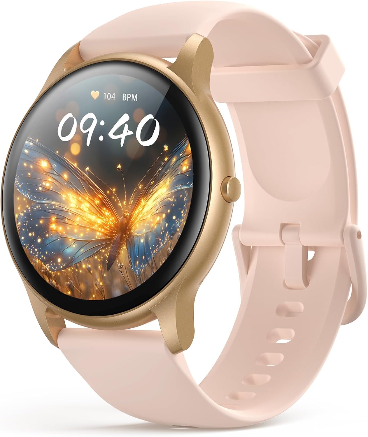 Detalle de AGPTEK Smart Watch for Women (SW2) in Rose Gold – Bluetooth 5.2 fitness & health tracker with 1.3" HD touchscreen