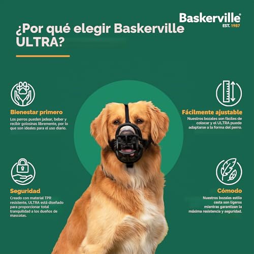 Detalle de MUSERUOLA Baskerville Ultra – bozal ético regulable, talla 4, ideal para perros de todos los tamaños