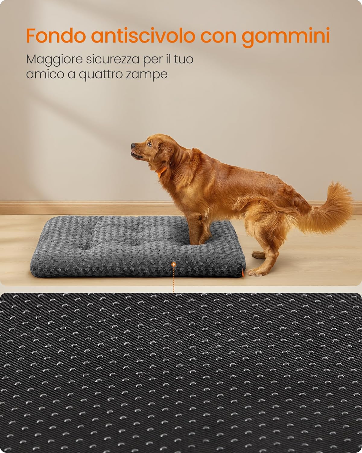Thumbnail 4 de Feandrea Cuccia per Cani XXL 122 x 74 cm — Letto cuscino in peluche morbido, imbottitura 10 cm, antiscivolo