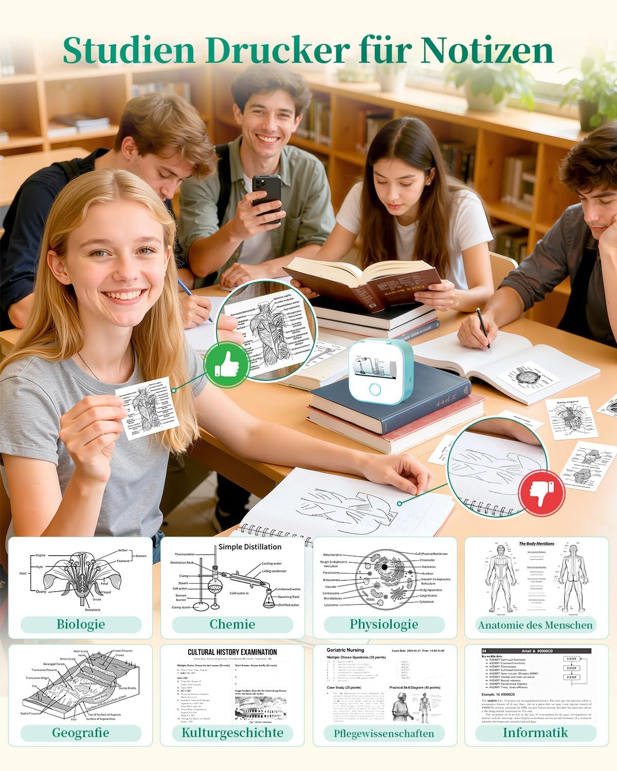 Thumbnail 1 de T02 Mini Drucker Thermodrucker 3,39×3,39×1,42 Zoll