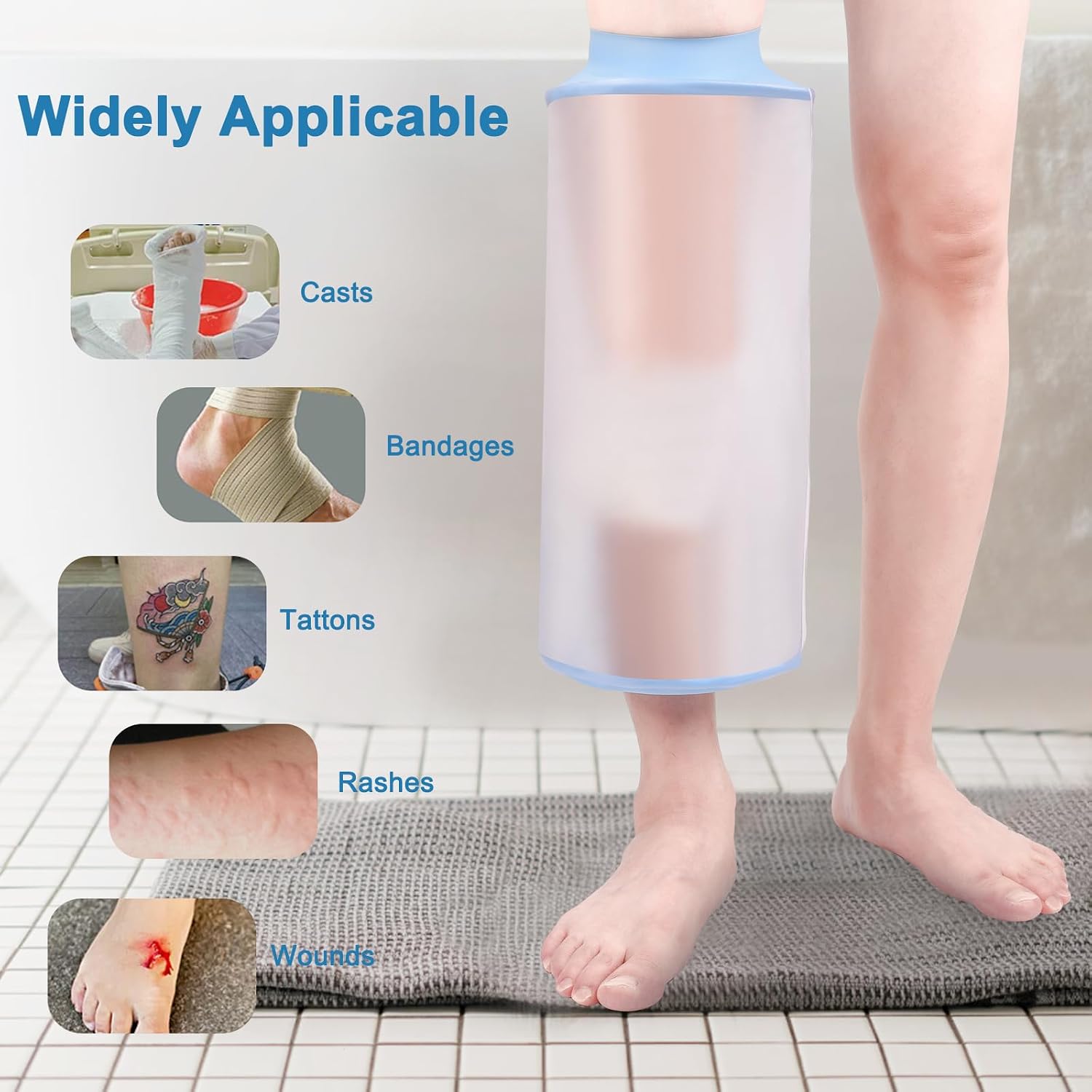 Detalle de Fasola Knie-Duschschutz: Wiederverwendbarer, wasserdichter Gips- und Verbandschutz fürs Duschen