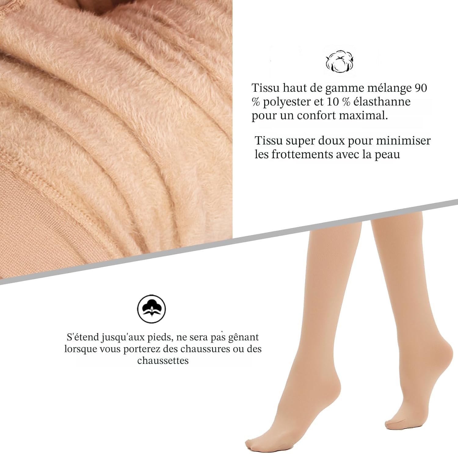 Detalle de Hiltzo Collants Chauds pour Femmes - Hiver Extensible & Épais en Polar Taille Haute