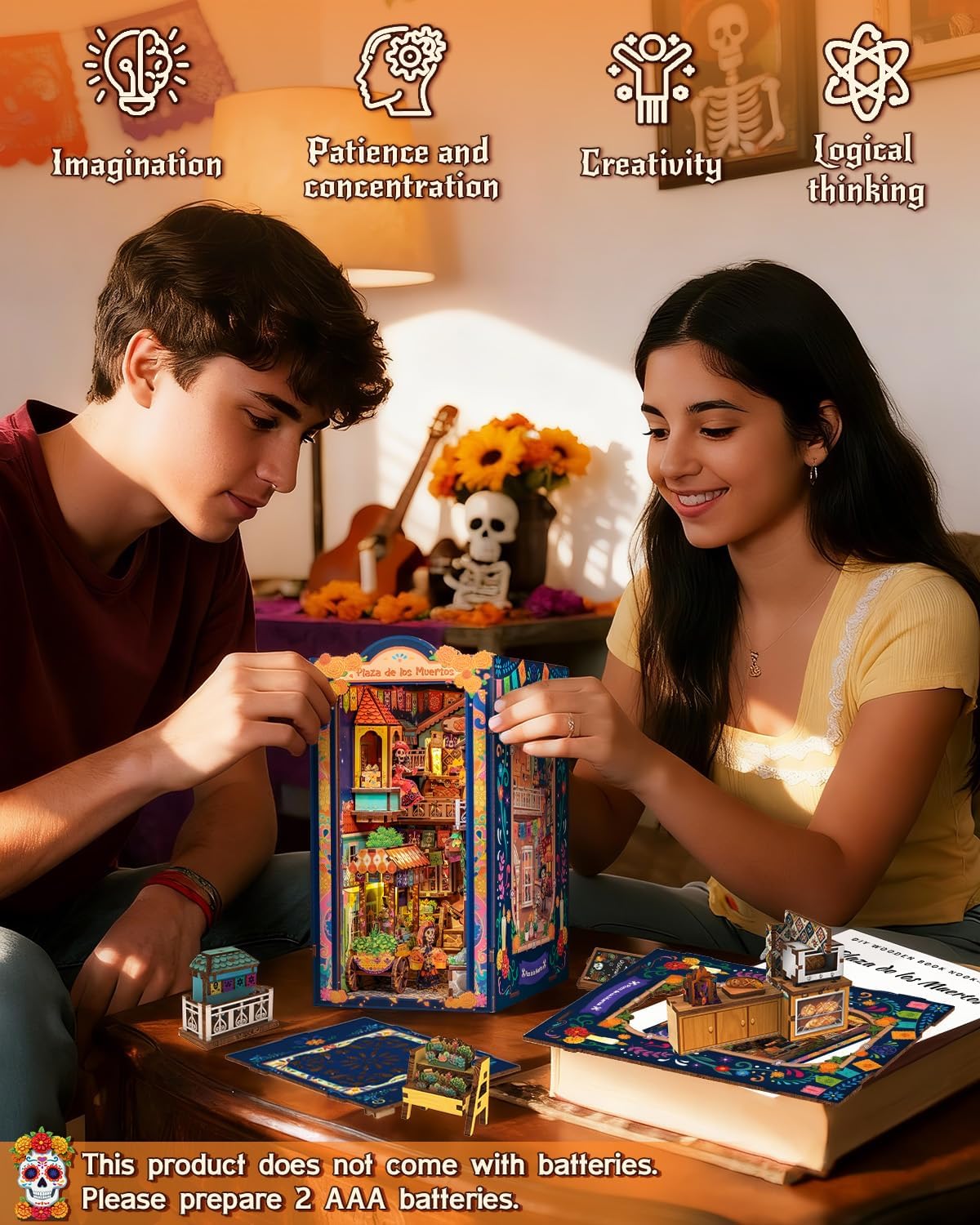 Thumbnail 6 de CUTEBEE Book Nook Kit - Mexican Fiesta Day of the Dead LED Miniature Dollhouse