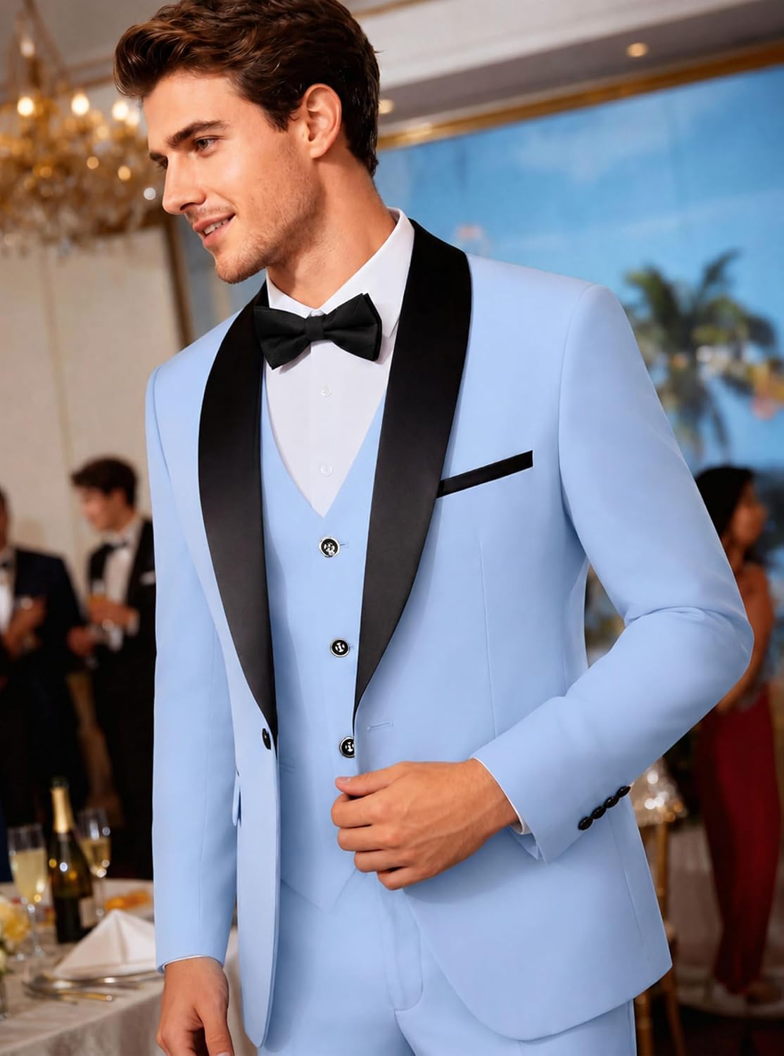 Thumbnail 3 de WULFUL 3 Piece Slim Fit Tuxedo Suit Set