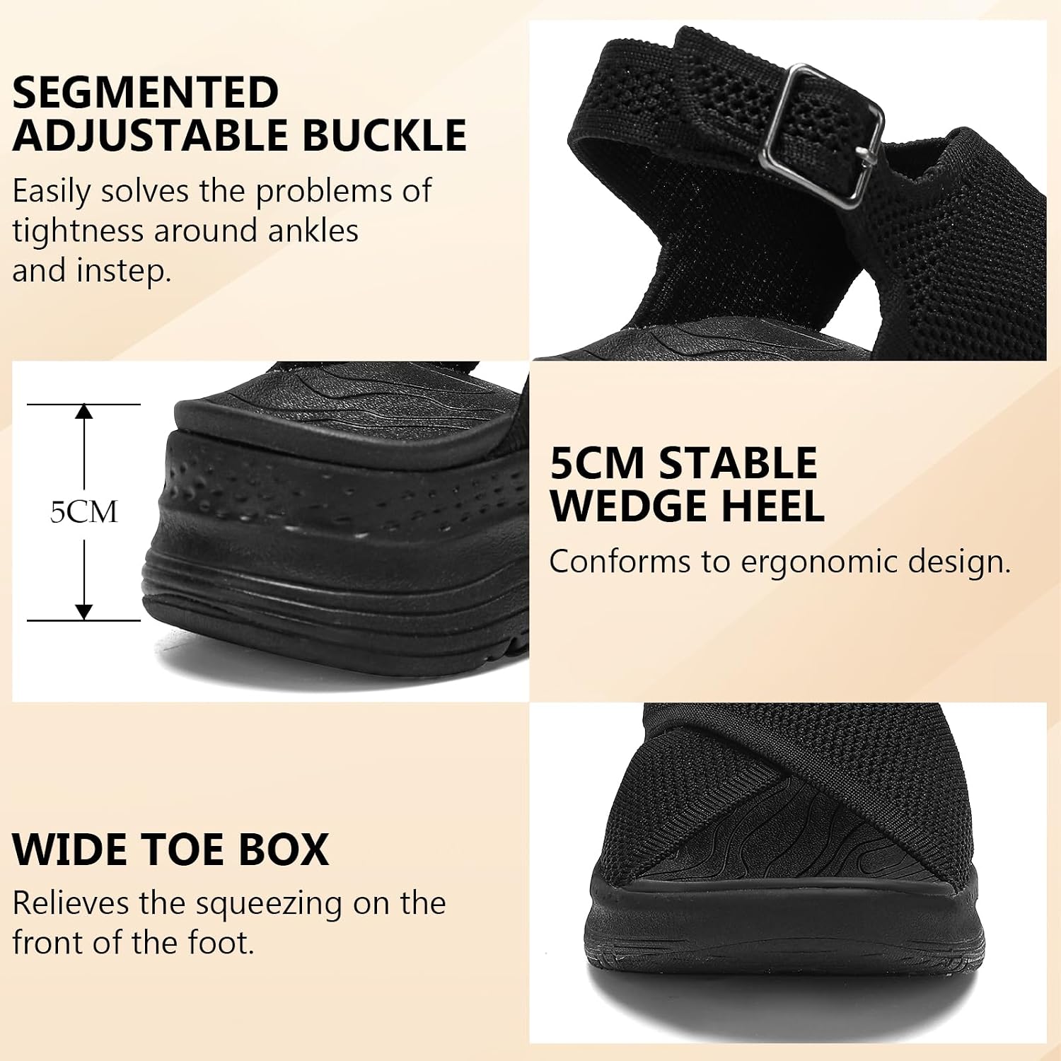 Thumbnail 2 de Hanani Womens Orthopedic Sandals with Adjustable Straps and Arch Support