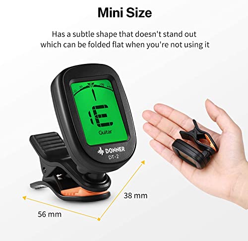 Detalle de Donner DT-2 Clip-On Chromatic Tuner: Accurate, Easy-Use for Guitar, Bass, Violin, and Ukulele