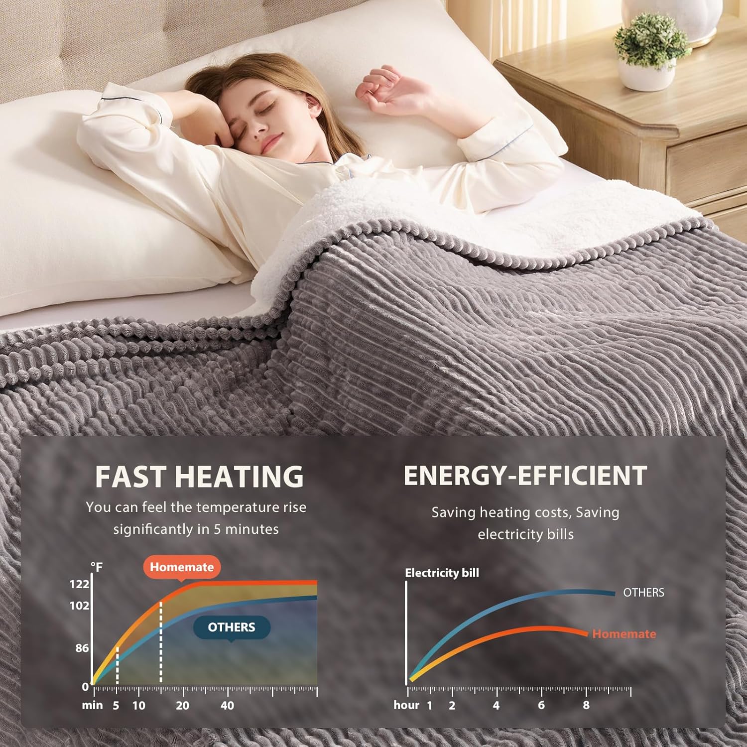 Detalle 2 de Homemate Heated Blanket 50x60