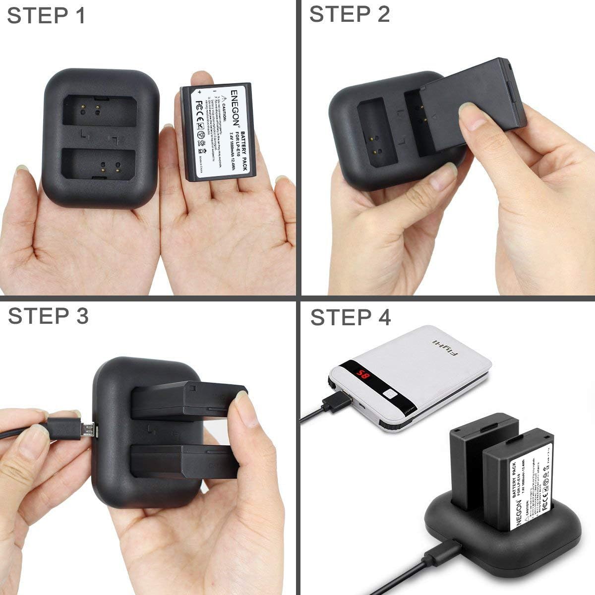 Thumbnail 5 de ENEGON LP‑E10 batteria doppia 1680 mAh + caricabatterie per Canon