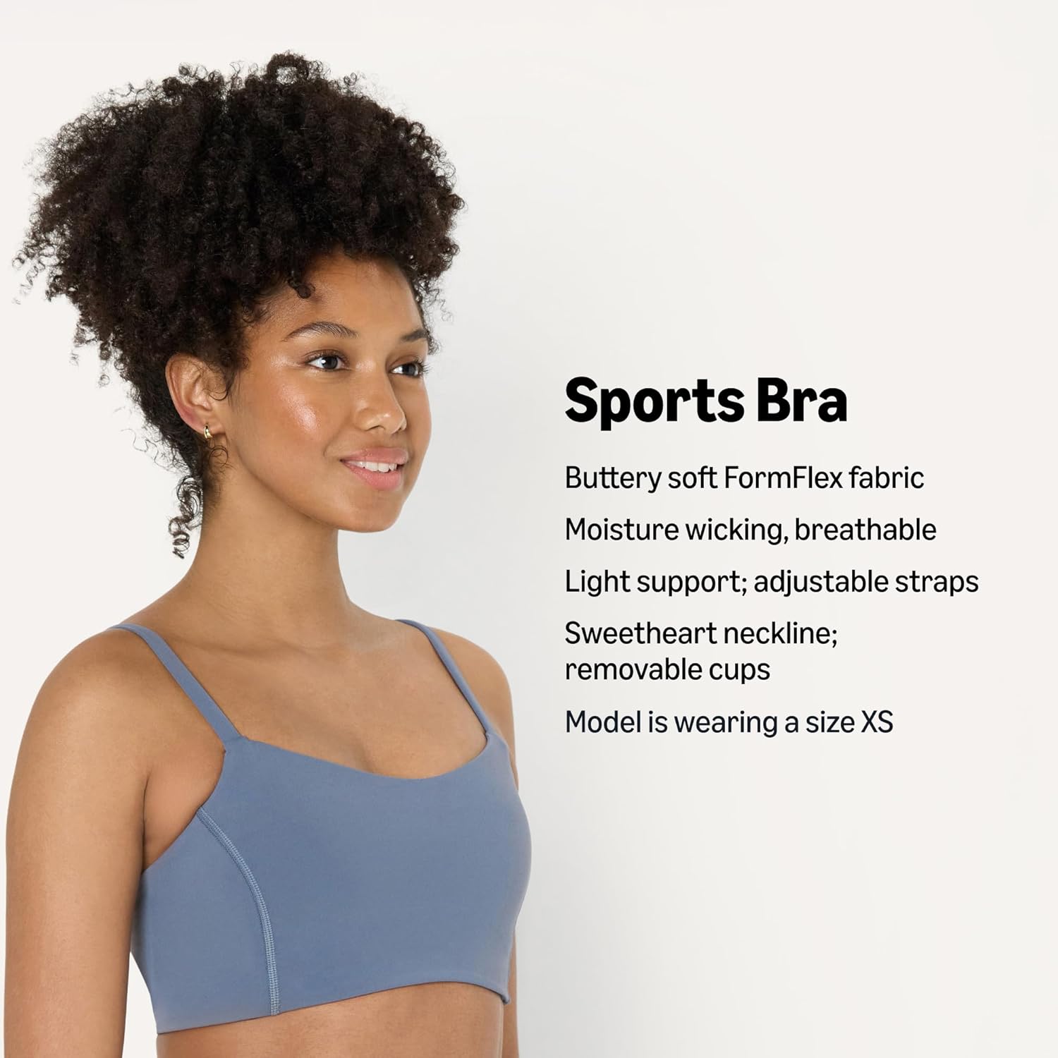 Detalle de Amazon Essentials Women's Active FormFlex Buttery Soft Light Support Sweetheart Neck Yoga Sports Bra