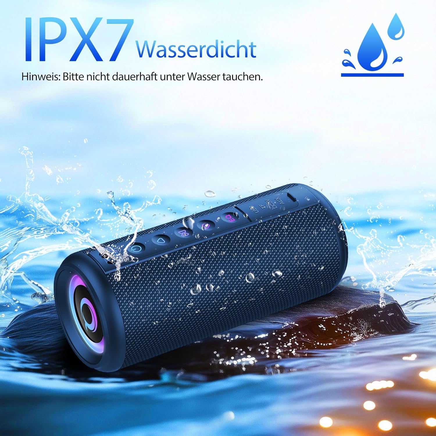 Thumbnail 6 de Bluetooth Lautsprecher 2026 Musikbox – 360° Hi‑Fi Klang, IPX7, 30 Std Akku, RGB Licht, Bluetooth 5.4