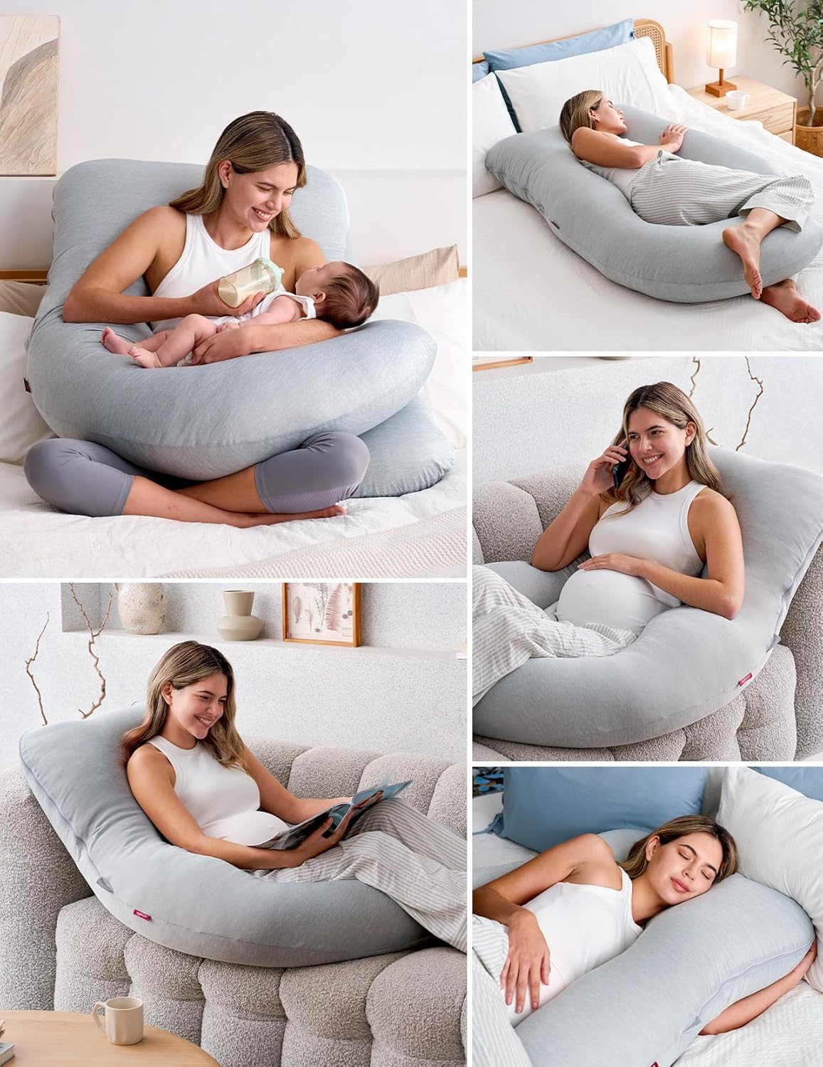 Thumbnail 4 de Momcozy 57-Inch U-Shaped Pregnancy Pillow with Cooling Cover