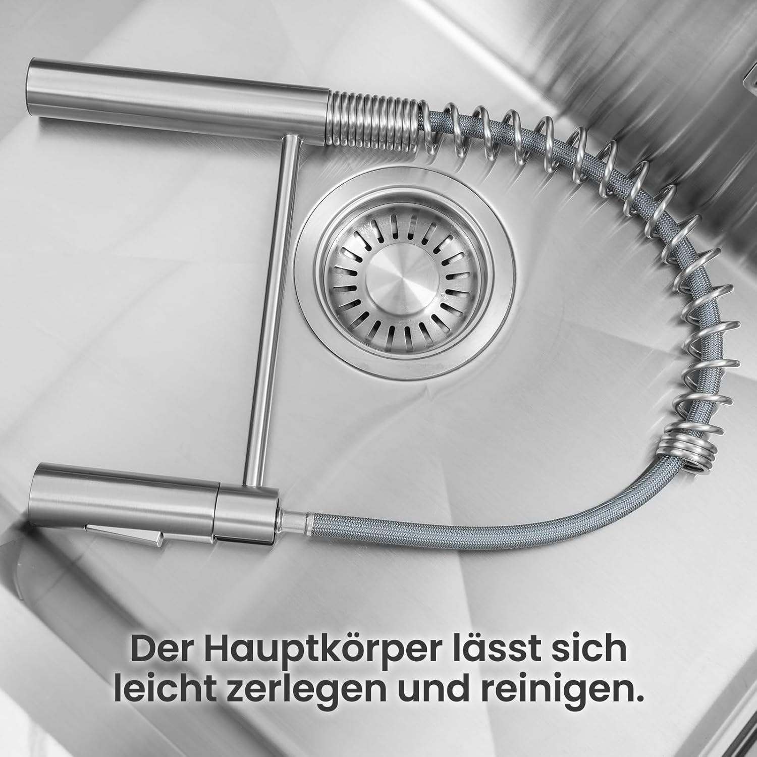 Thumbnail 5 de CECIPA Küchenarmatur mit ausziehbarer Brause und 2 Strahlfunktionen, Edelstahl (gebürstet)