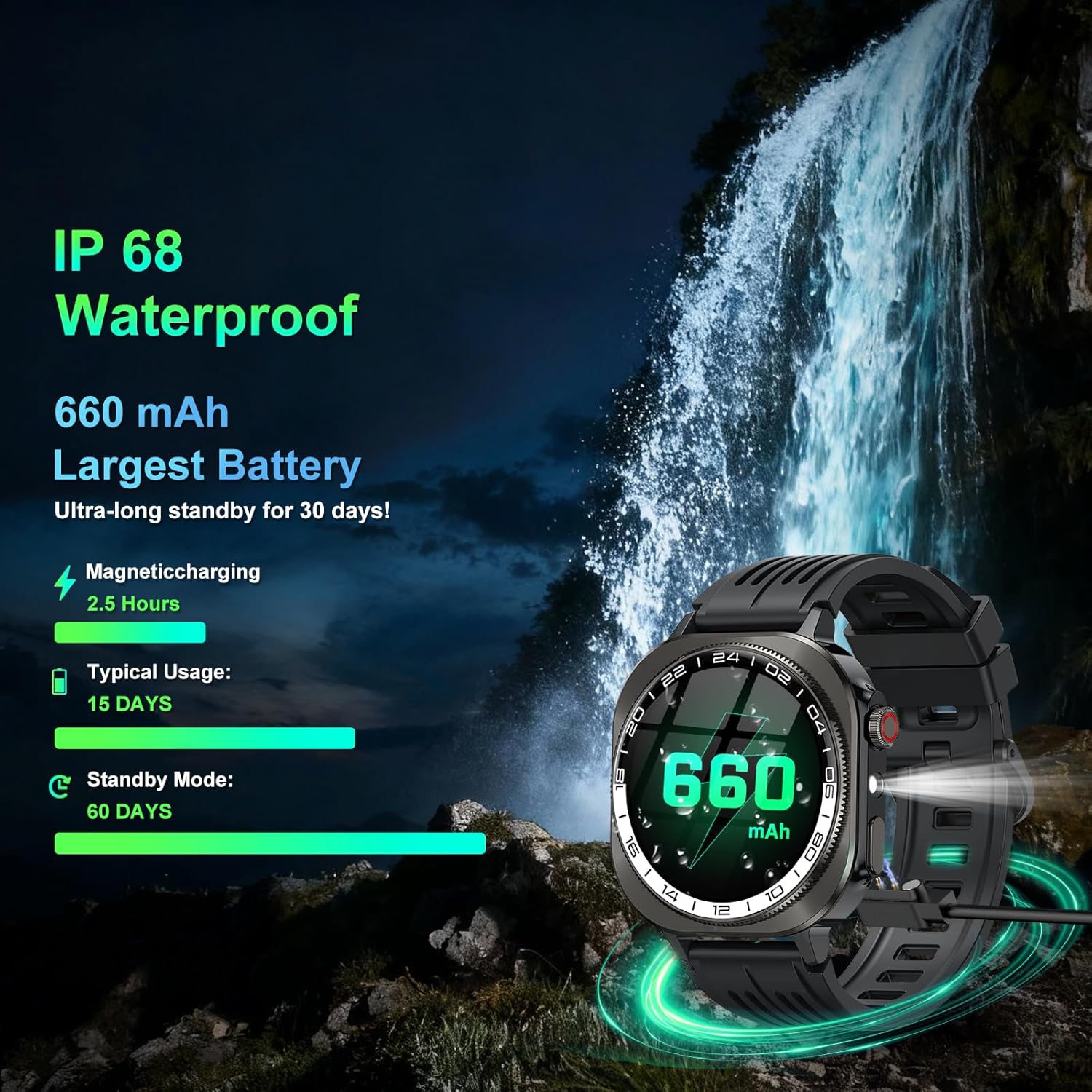 Thumbnail 6 de Military Smart Watch for Men (Answer/Make Calls) with 1.43" AMOLED, 130+ Sports Modes and 660mAh Battery