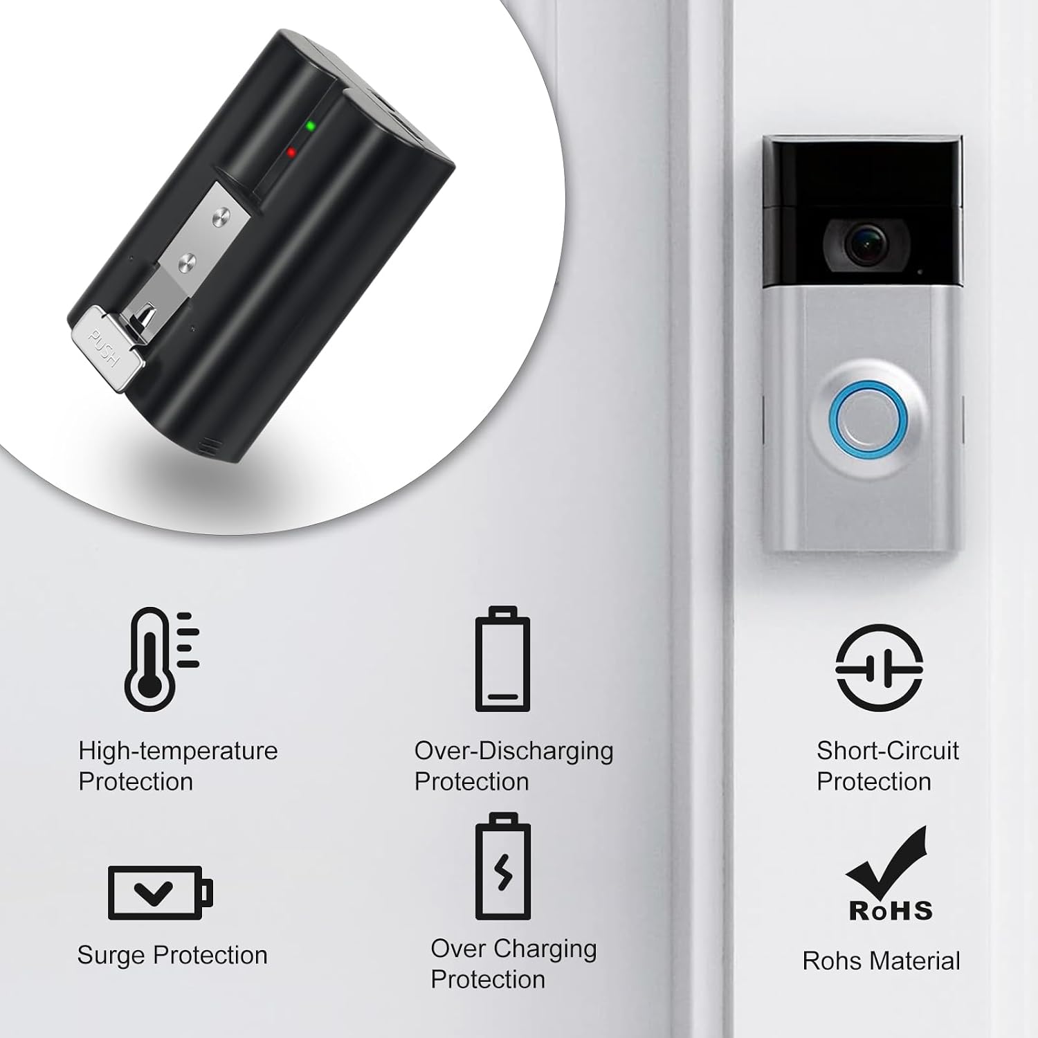 Thumbnail 3 de Bsioff 6040mAh Rechargeable Battery for Ring Video Doorbell
