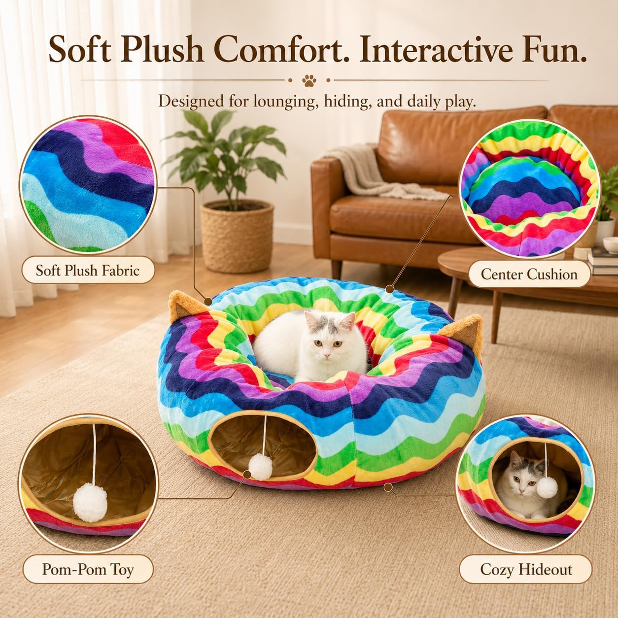 Detalle 2 de LUCKITTY Cat Tunnel Bed, 10-inch diameter