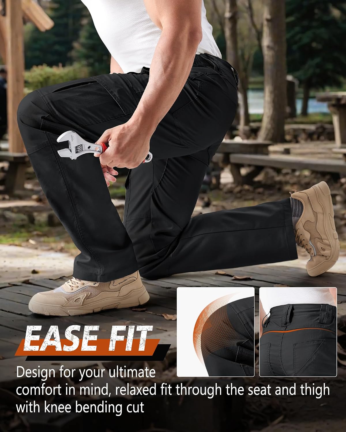 Detalle de IGOLUMON Work Trousers Men Cargo Stretch Fit Tactical Work Pants with Multi-Pockets