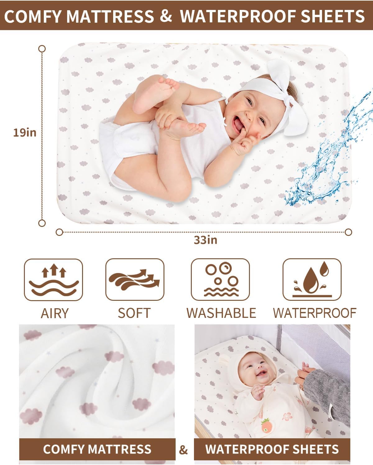 Thumbnail 1 de Jestonten QQ001A Baby Bassinet with 6 Height Settings and Waterproof Sheet