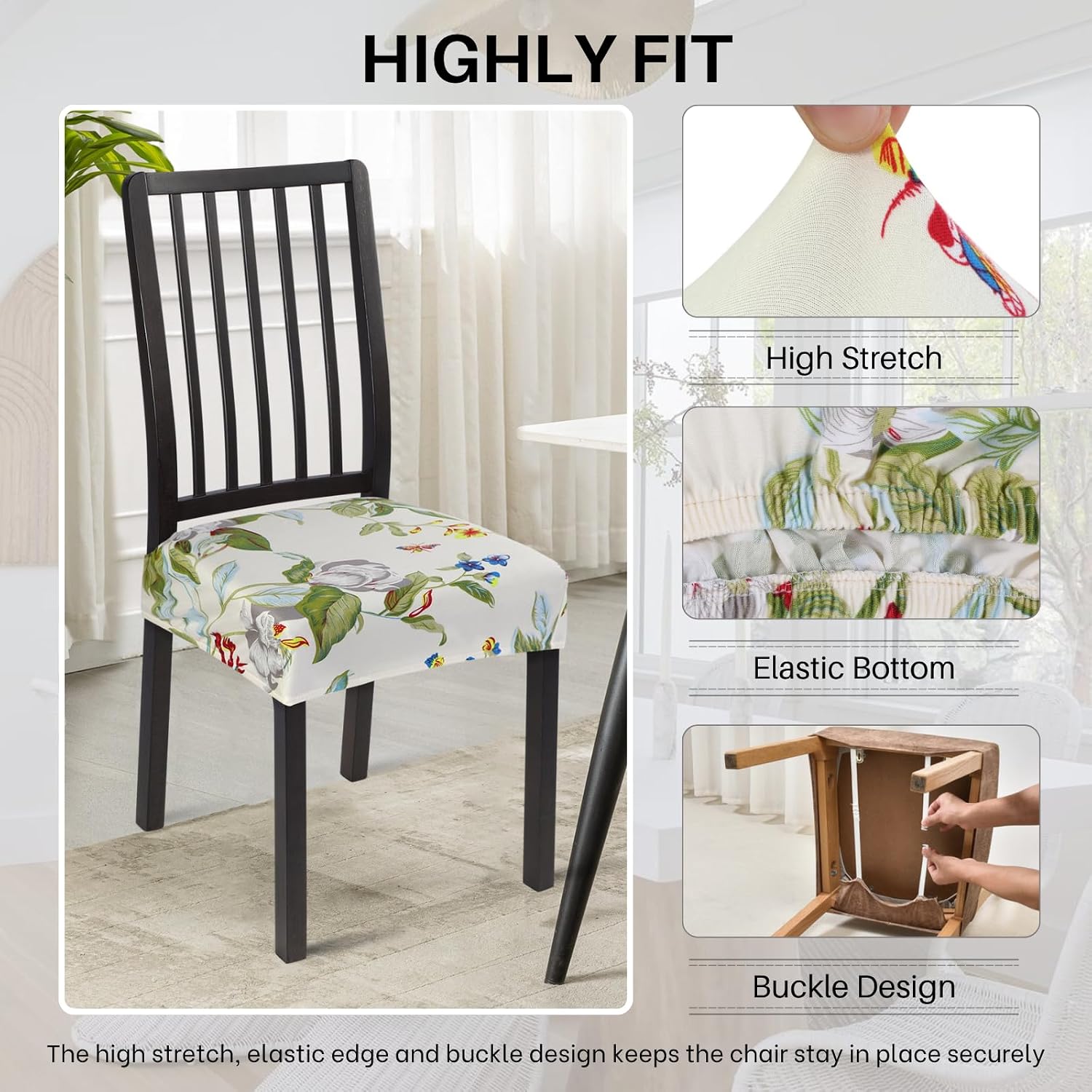 Detalle de SearchI Stretch Dining Chair Seat Covers 6-pack