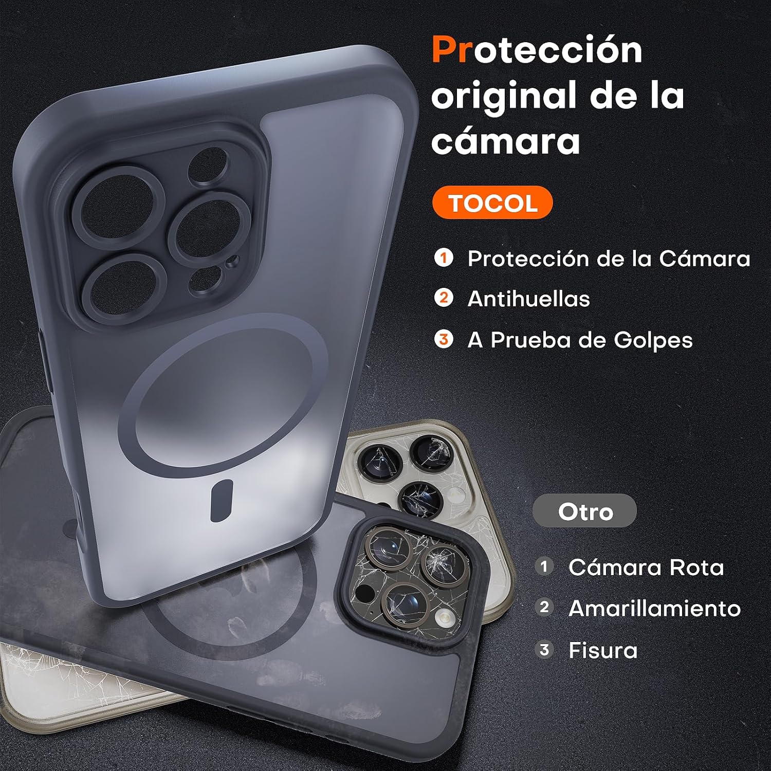 Detalle 1 de TOCOL Funda Magnética iPhone 16 Pro - Titanio Negro