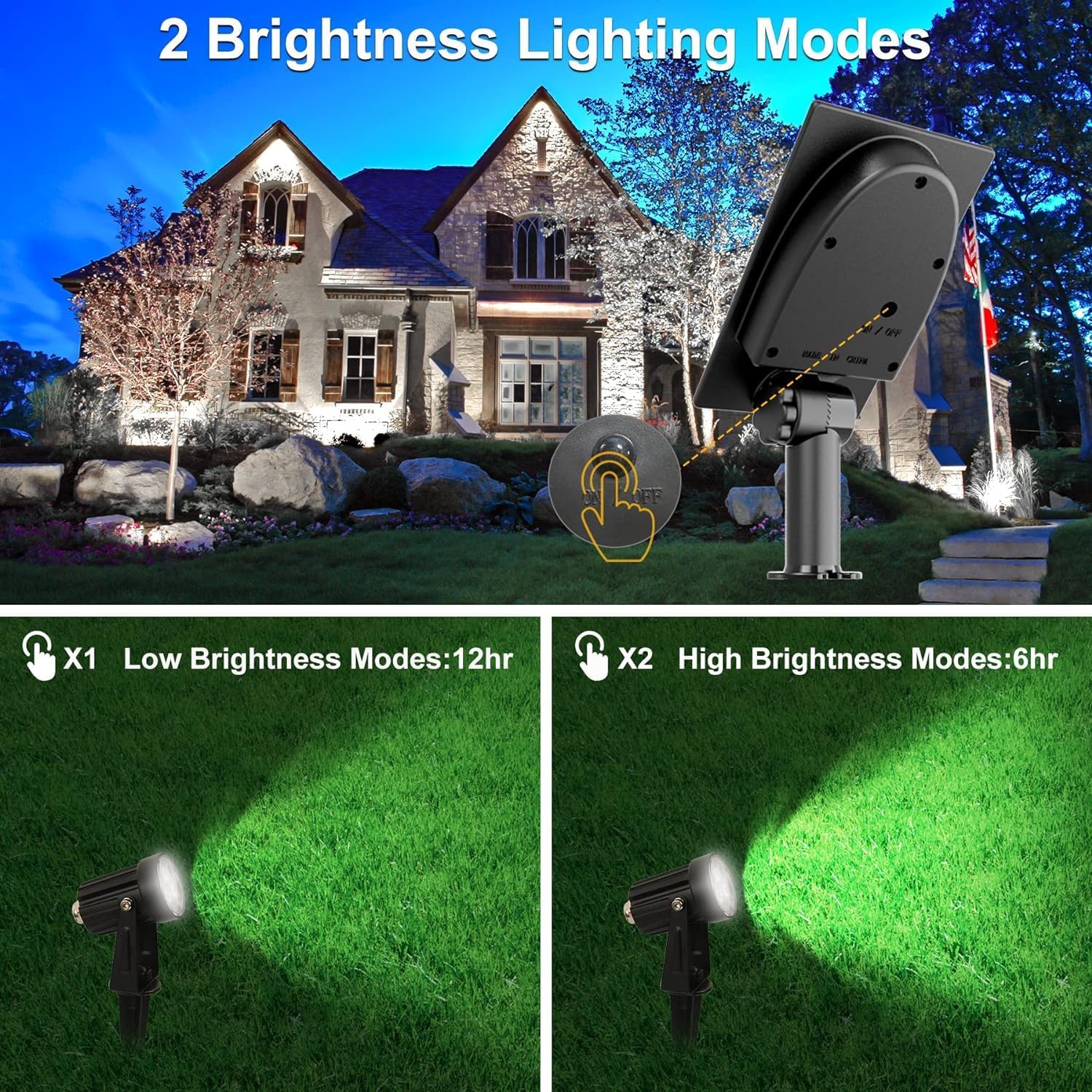 Thumbnail 2 de NATPOW Gartenstrahler Solar – LED-Solarleuchte mit 2 Helligkeitsstufen, IP65 und Dämmerung- bis Morgensbetrieb