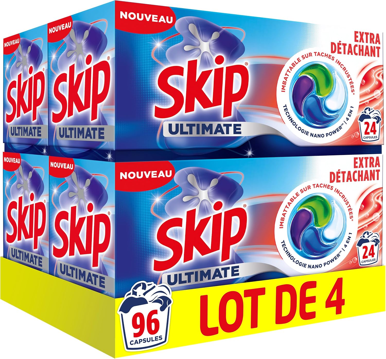 Detalle de Skip Lessive Capsules Ultimate 4en1 Extra Détachant - 96 lavages