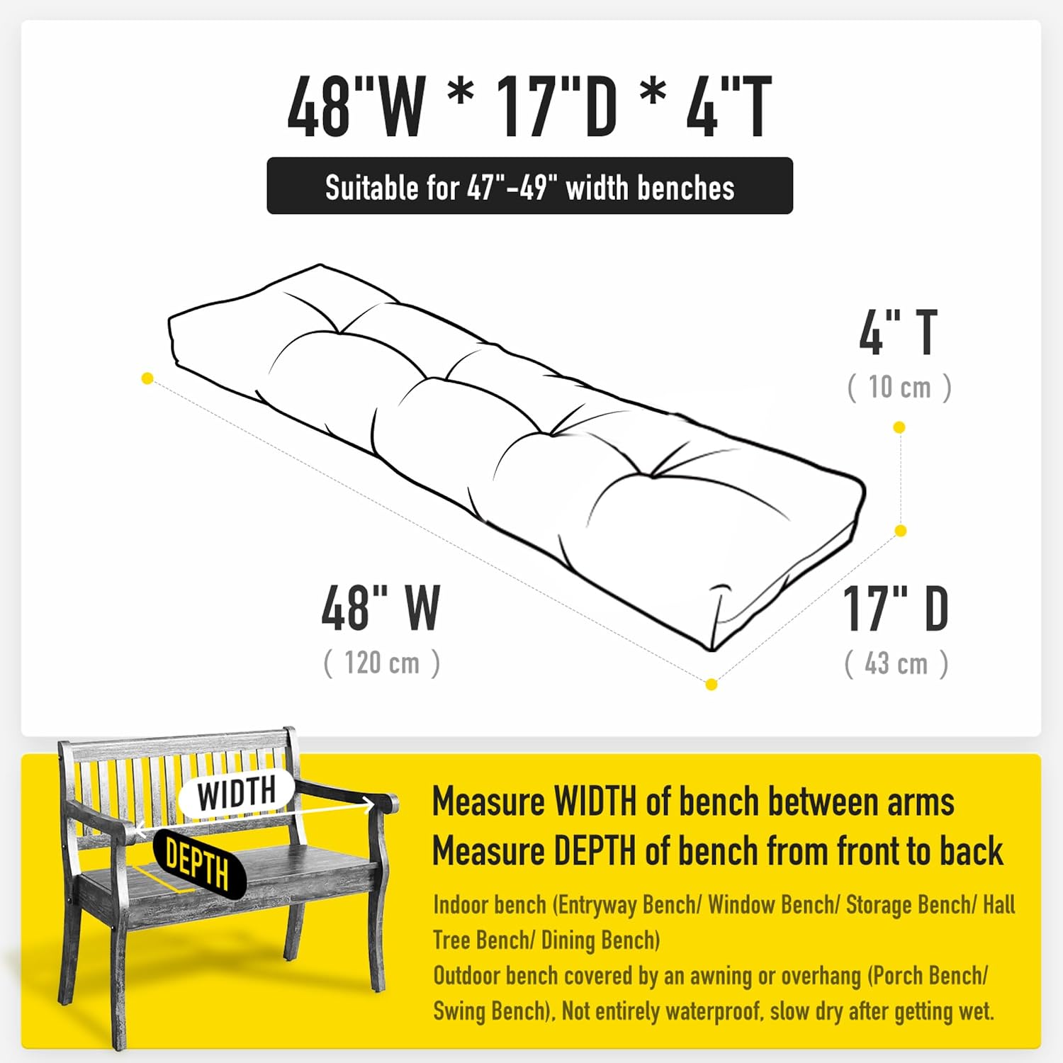 Thumbnail 6 de SUNROX LokGrip Memory Foam Bench Cushion 48x16x4