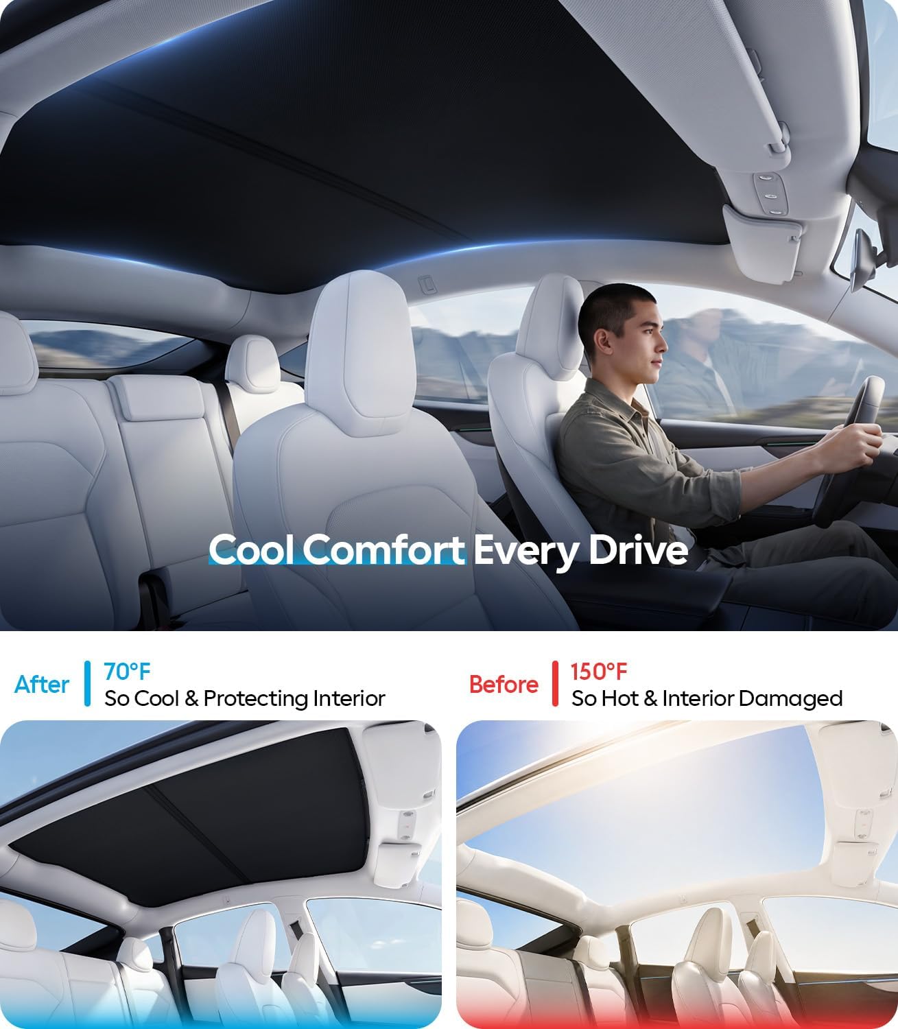 Detalle 2 de Wigoo Tesla Model Y Juniper Sunshade