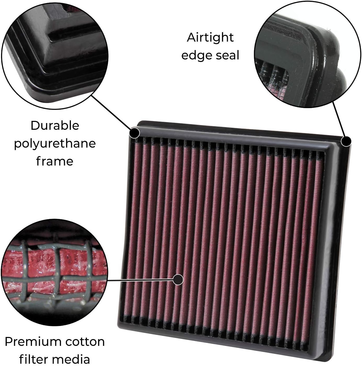 Thumbnail 1 de K&N 33-2231 Replacement Air Filter, Heather Red