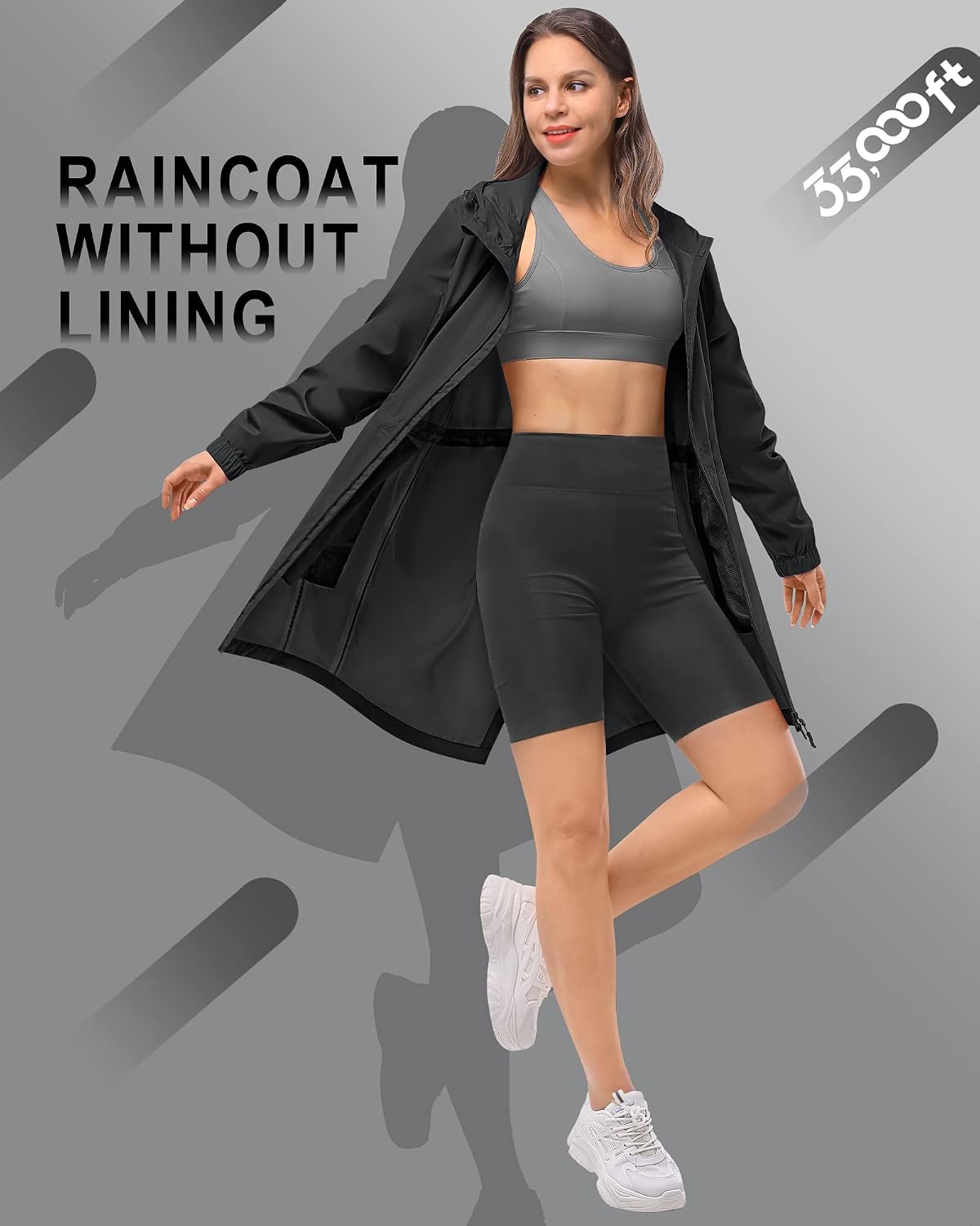 Detalle de 33,000ft Damen Regenjacke, wasserdicht