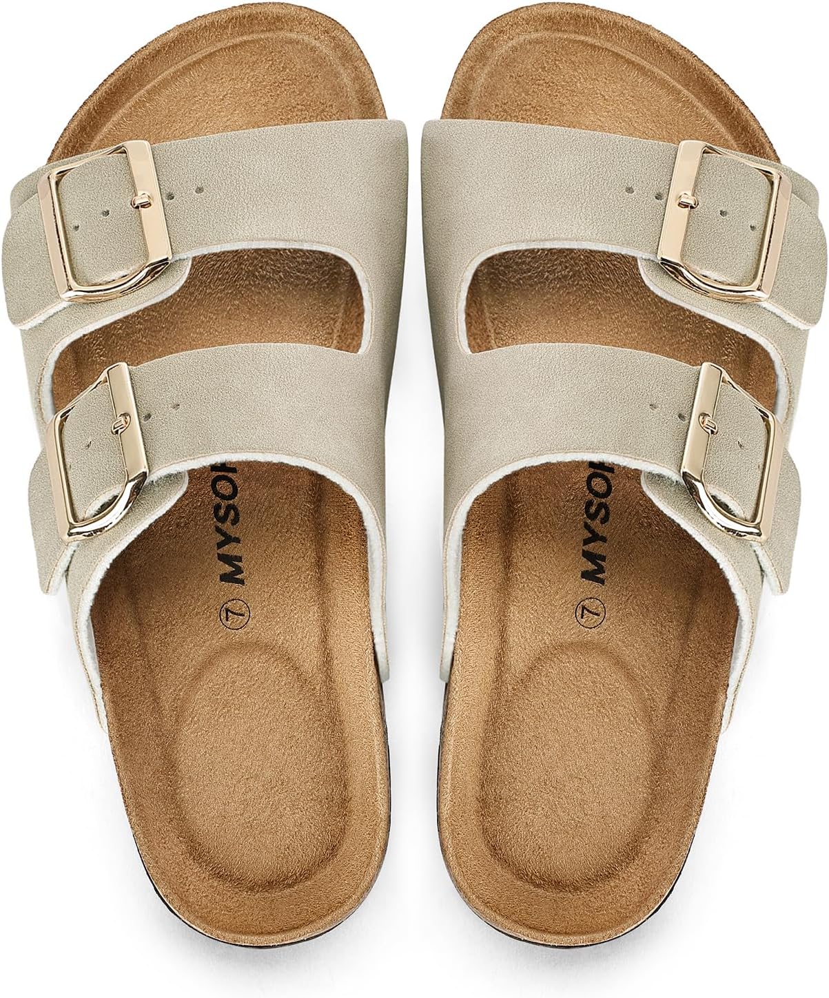 Thumbnail 3 de mysoft Women's Cork Footbed 2-Strap Sandals – Comfortable, Adjustable Slip-On Slides