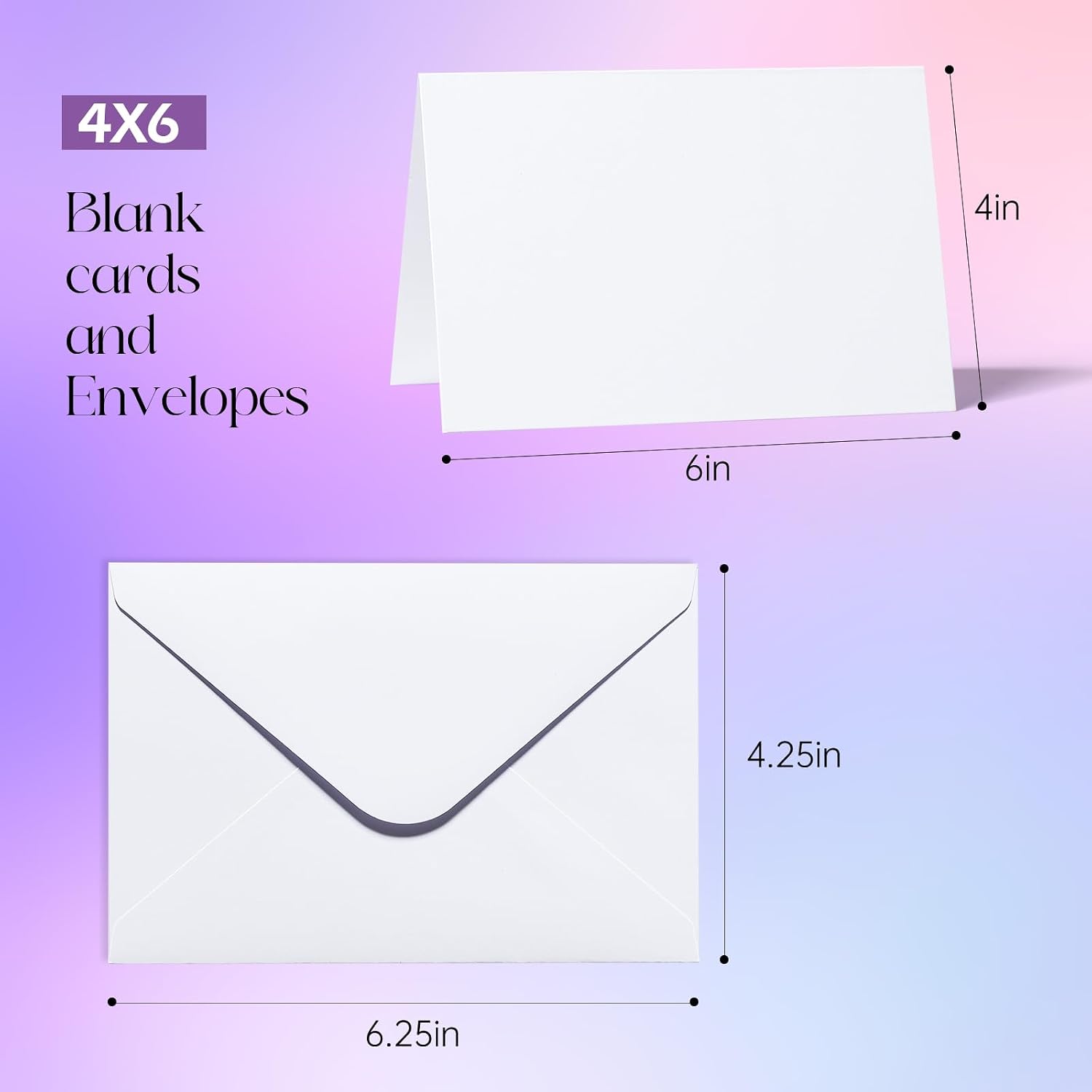 Detalle 2 de Packpal Blank Folded Cards and Envelopes, 50-Pack, White 4 x 6 in