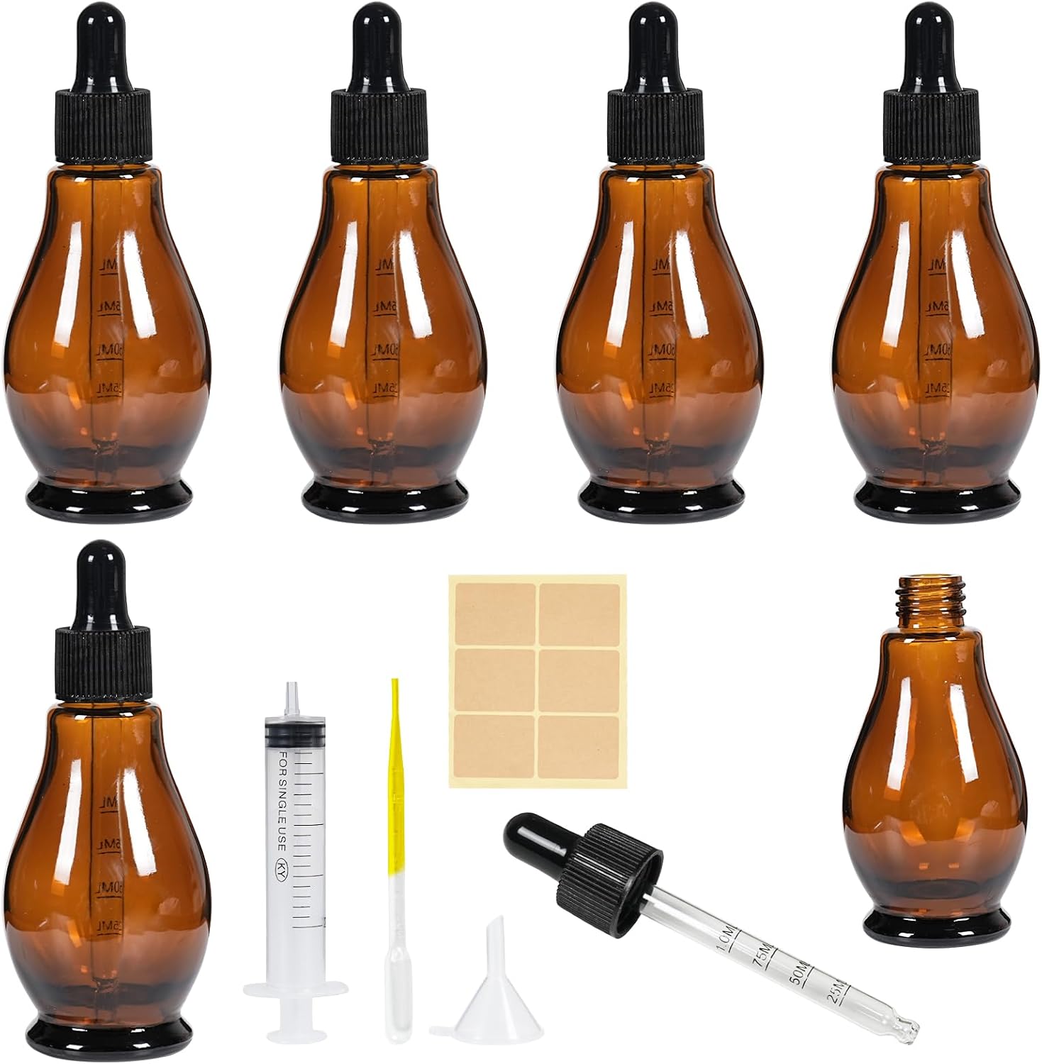 Thumbnail 6 de Nadisean 10ml Pear Shaped Amber Glass Dropper Bottles (10 Pack) with Accessories