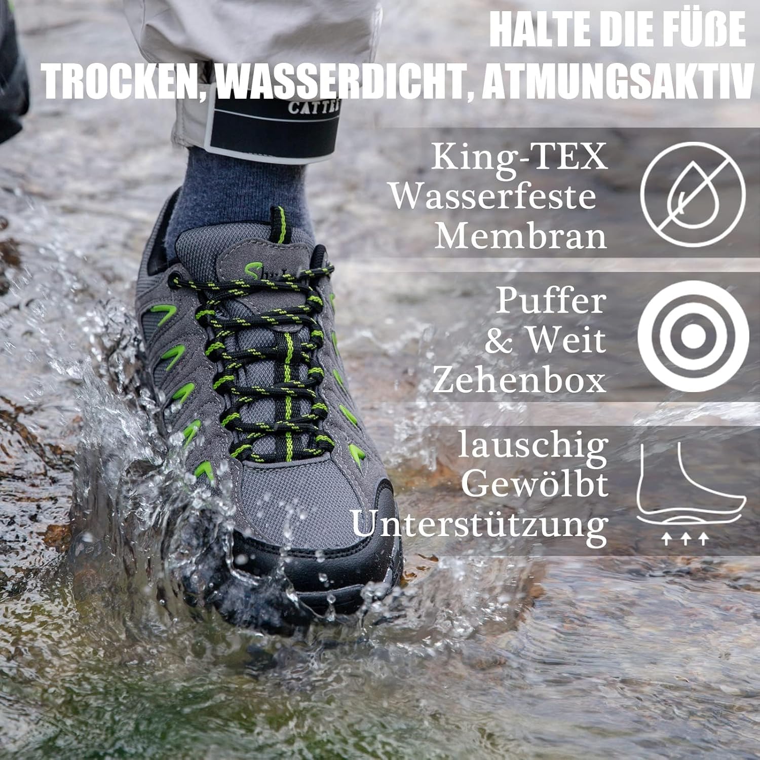 Thumbnail 4 de SHULOOK Herren-Wanderschuhe wasserdicht mit SL-TEX Membran, Veloursleder & rutschfester Gummisohle