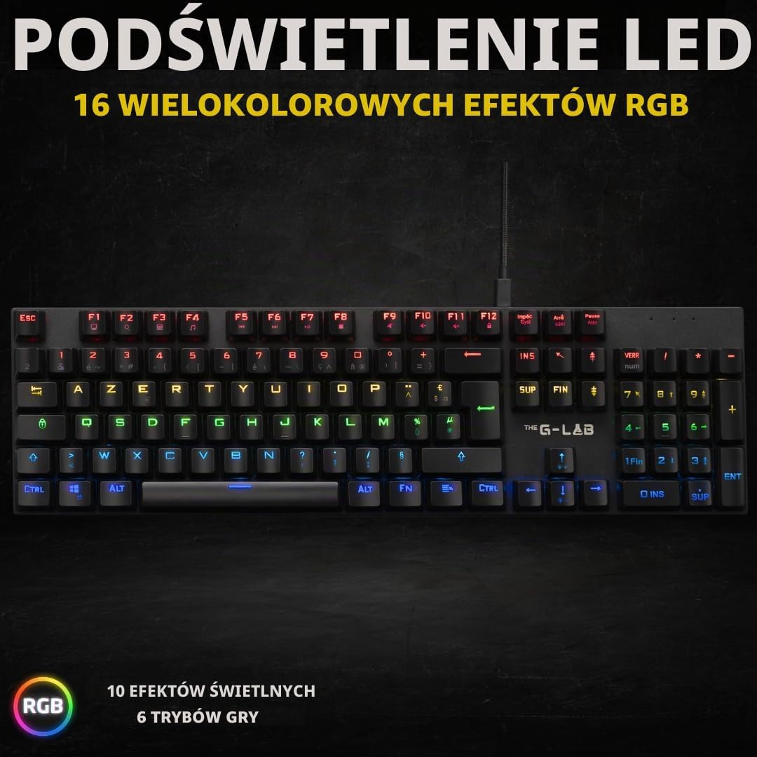 Detalle de THE G-LAB KEYZ-CARBON-EX/FR – klawiatura mechaniczna AZERTY RGB