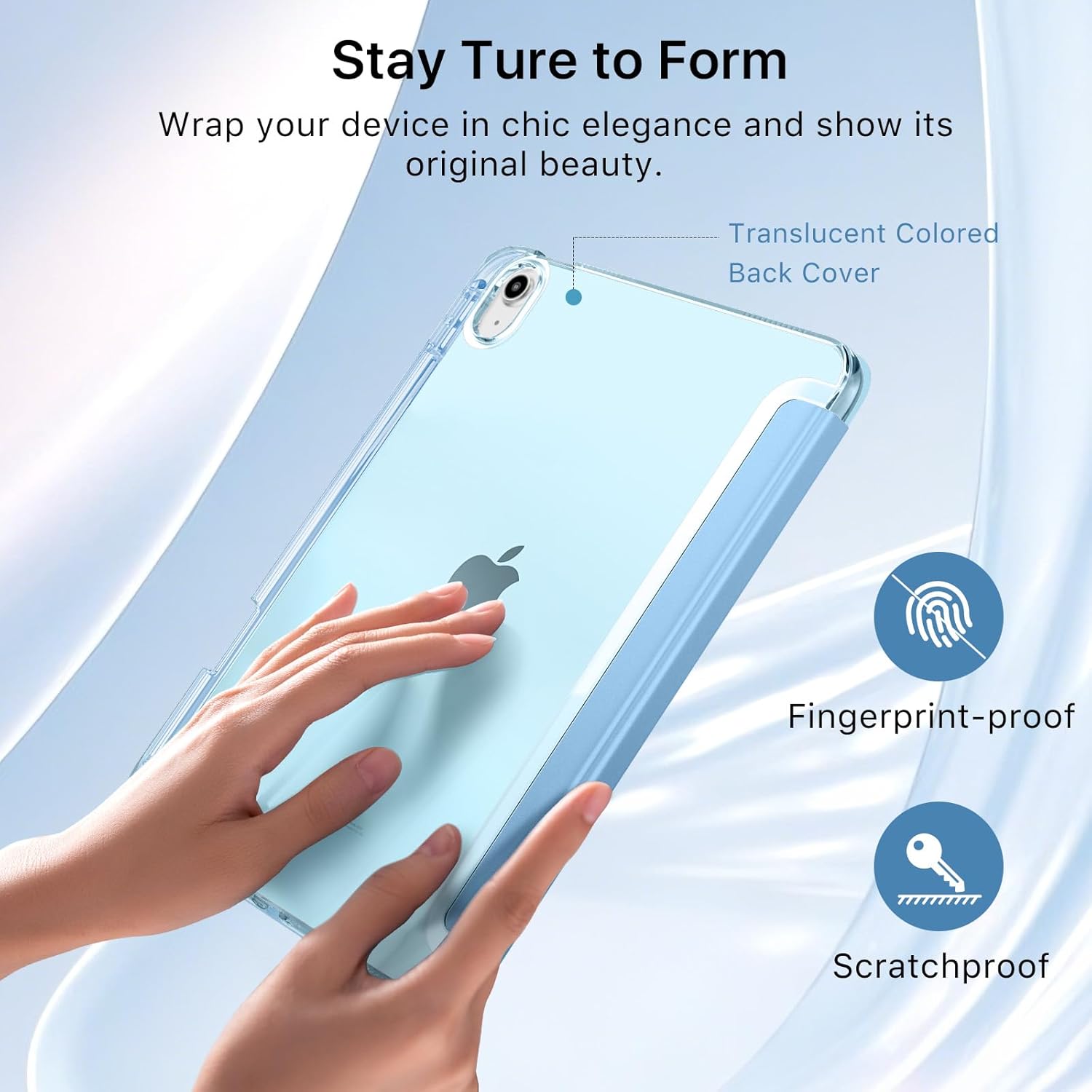 Detalle de MoKo Hülle für iPad Air 11 Zoll (M4/M3/M2) 2026/2025/2024 – Stifthalter, transluzente Rückseite, Himmelblau