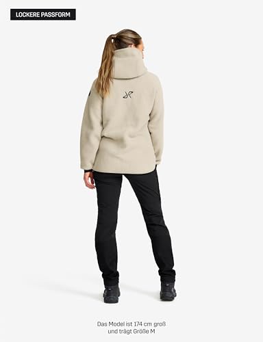 Detalle de RevolutionRace Sherpa Hoodie für Damen – Outdoor-Fleecejacke, Beige Khaki, Größe S