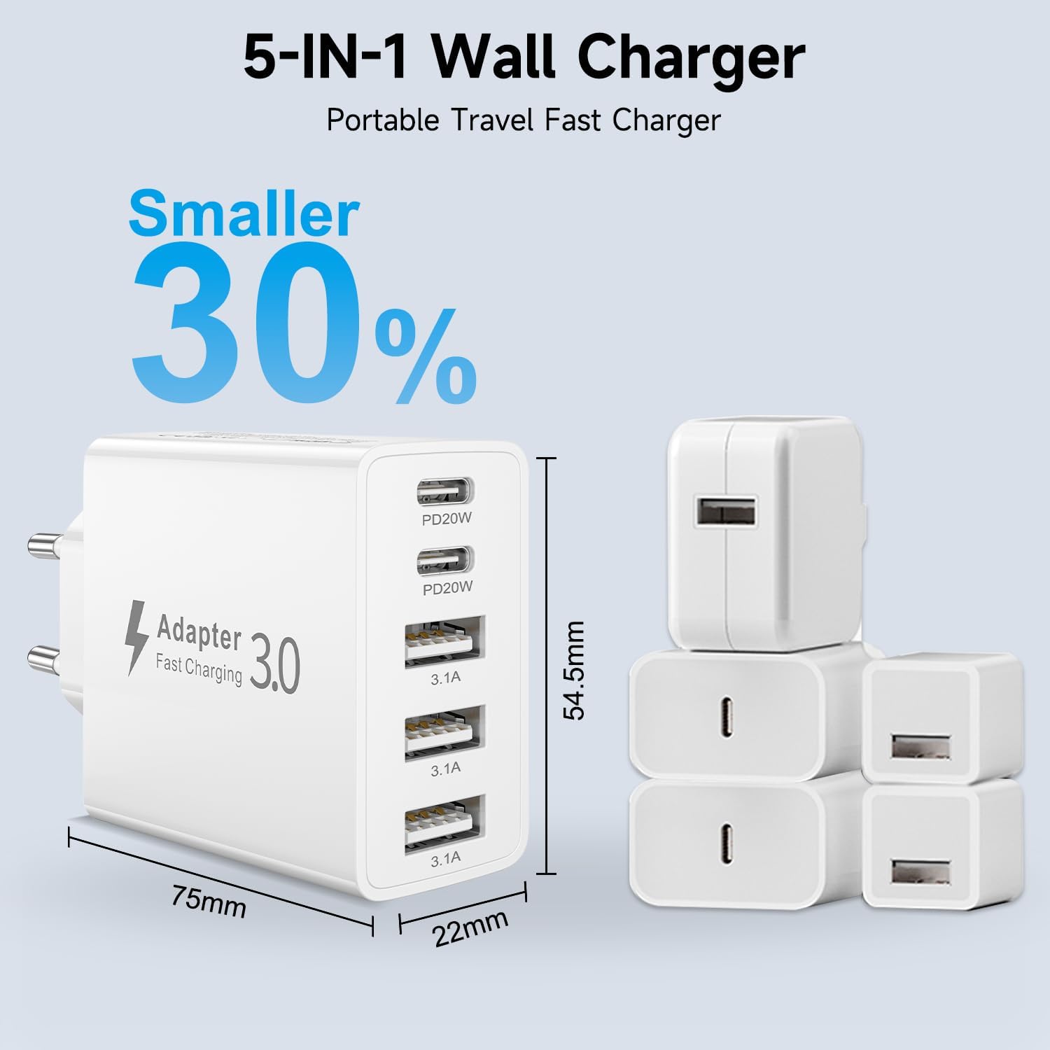 Thumbnail 3 de Caricabatterie USB C 50W 5 porte: potenza, compattezza e versatilità per casa e ufficio
