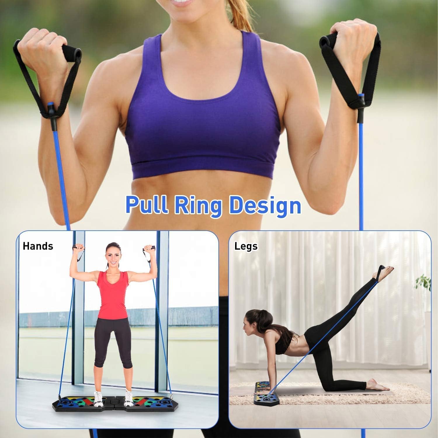 Detalle de Daxiongmao 20 in 1 Press Up Board with Resistance Bands