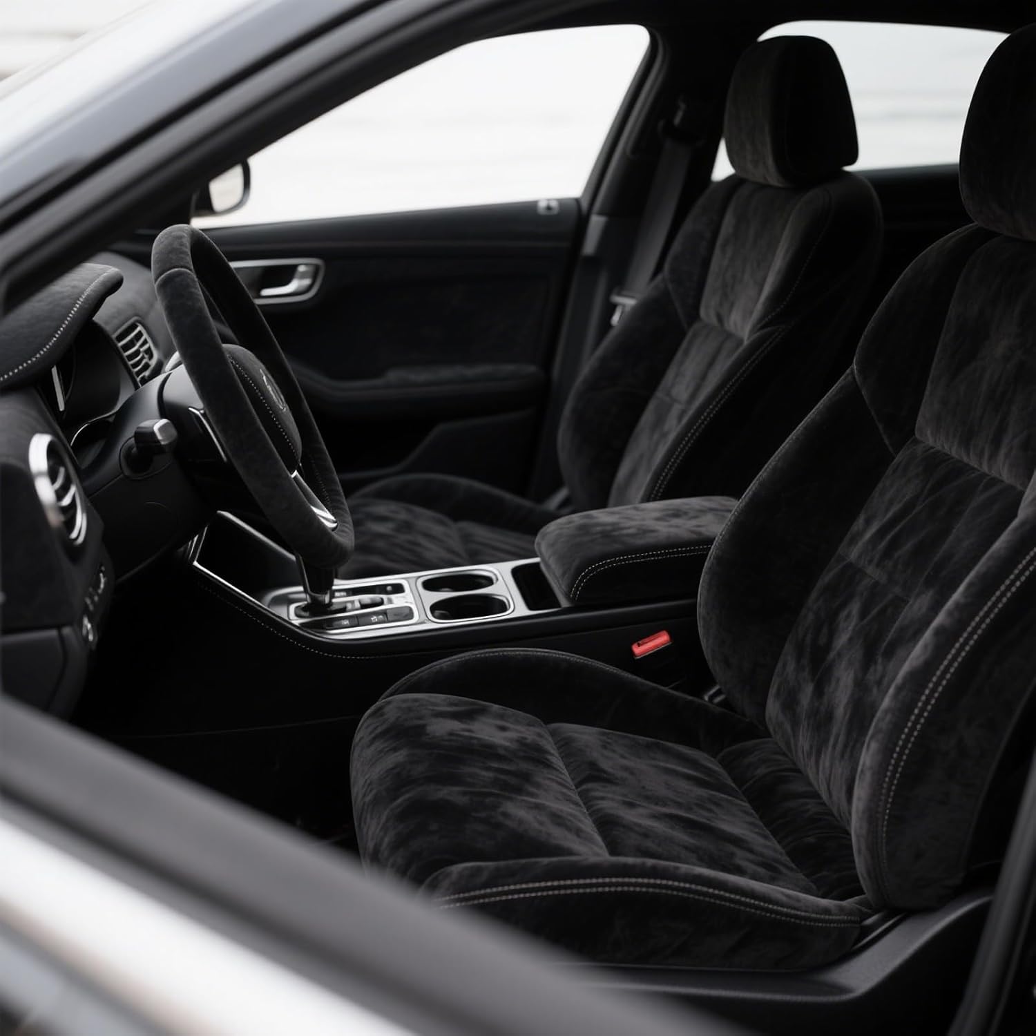 Thumbnail 5 de Y.A. LOTUS Black Microfiber Fabric Self-Adhesive Suede-Look Stretch Film (39.37in x 78.74in)