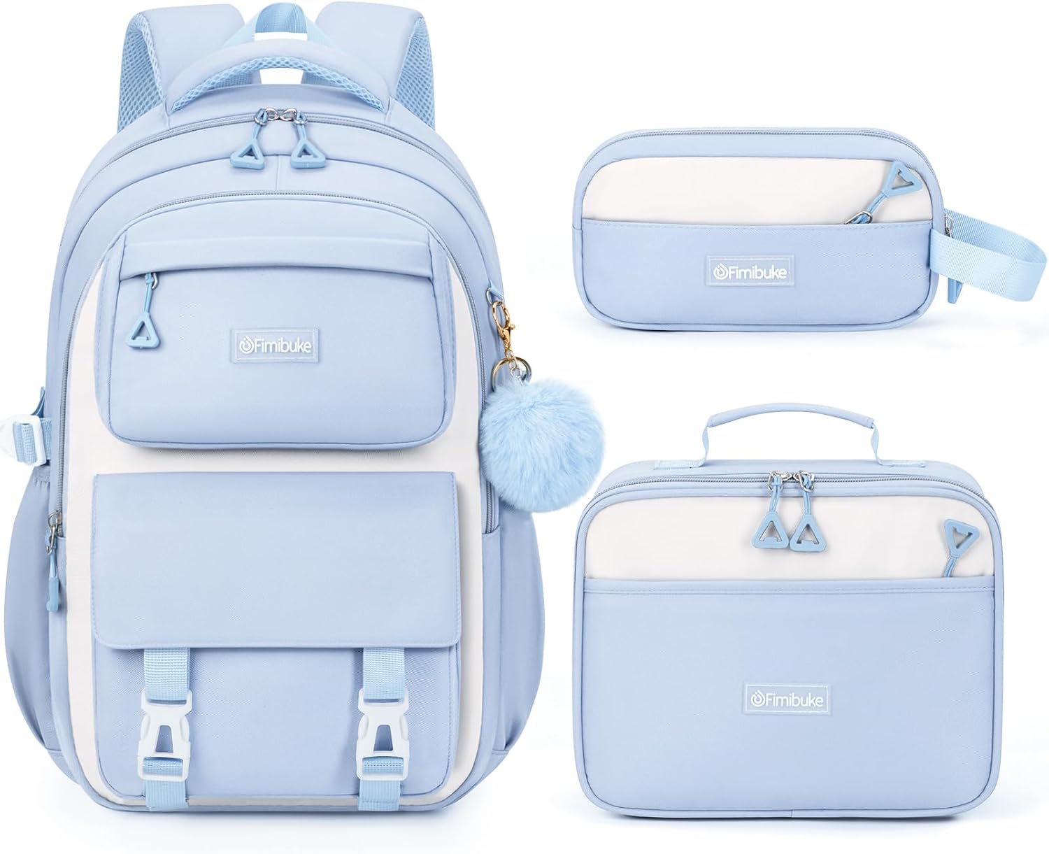 Detalle de Fimibuke 3-Piece Girls' Backpack Set: Waterproof School Bag, Insulated Lunch Box & Pencil Case