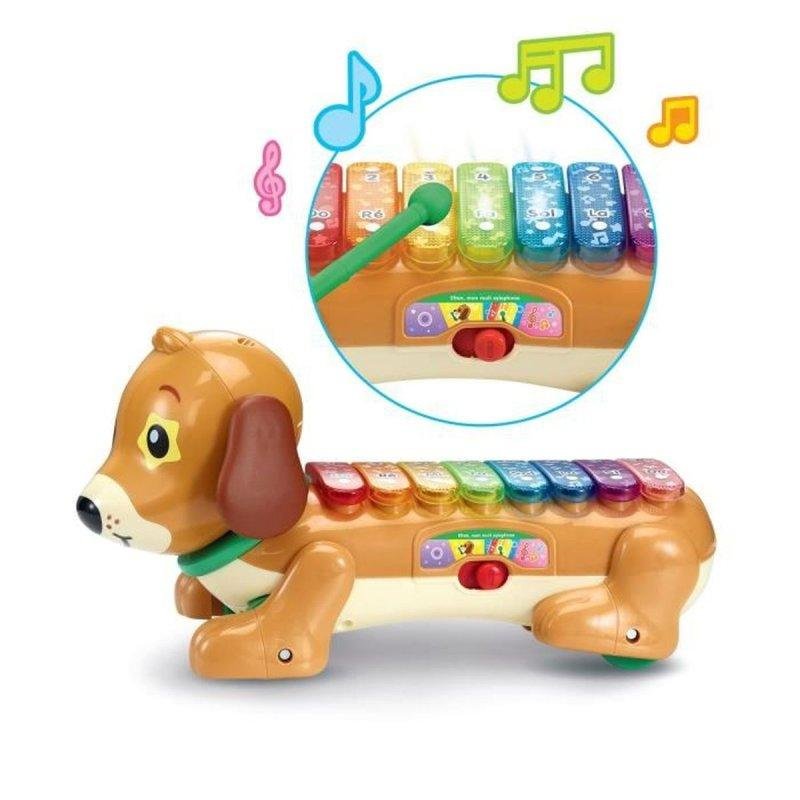 Detalle 2 de Xilófono perruno arrastrable Elton de VTech Baby: 8 teclas luminosas para aprendizaje y juego activo