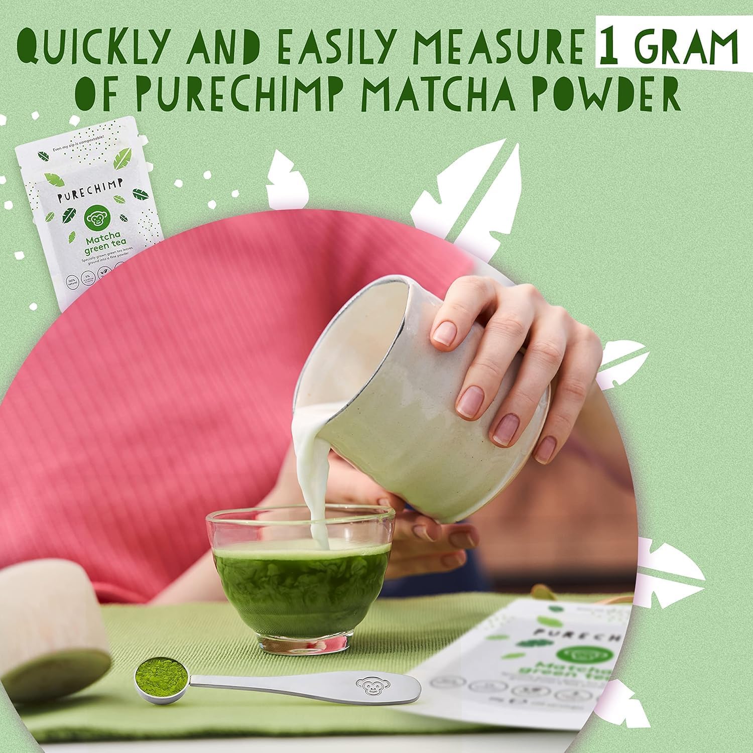 Detalle de PureChimp Matcha Measuring Spoon – 1g Stainless Steel Scoop for Precise Prep