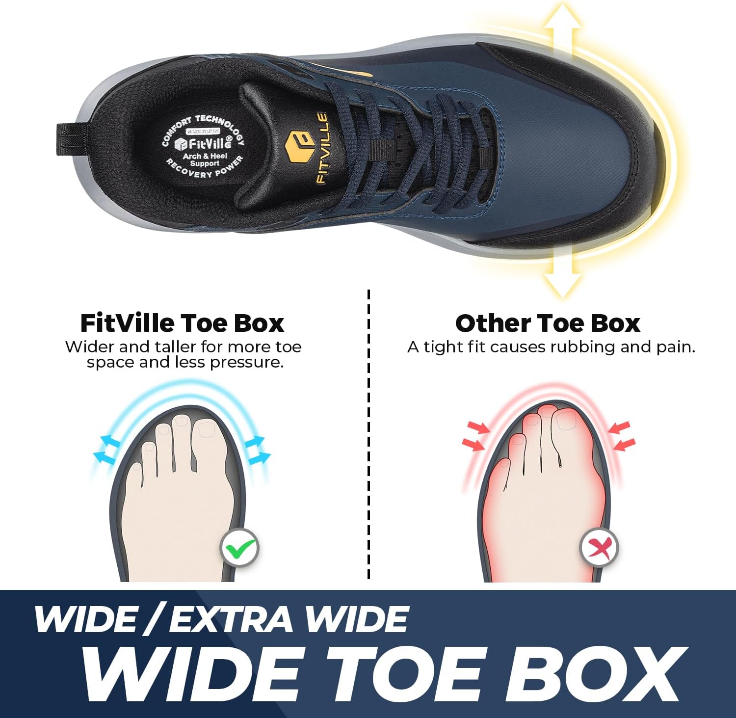 Thumbnail 2 de FitVille Men’s Extra Wide Fit Walking & Hiking Shoes (lightweight trainers)