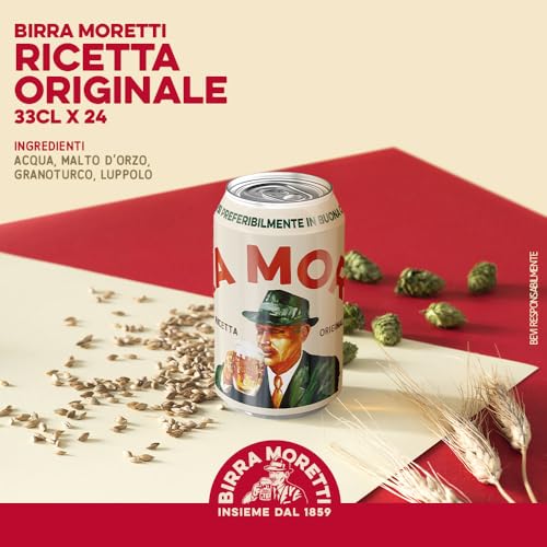 Thumbnail 2 de Birra Moretti Ricetta Originale in 24 lattine da 33 cl – Lager a bassa fermentazione, gusto delicato ed equilibrato