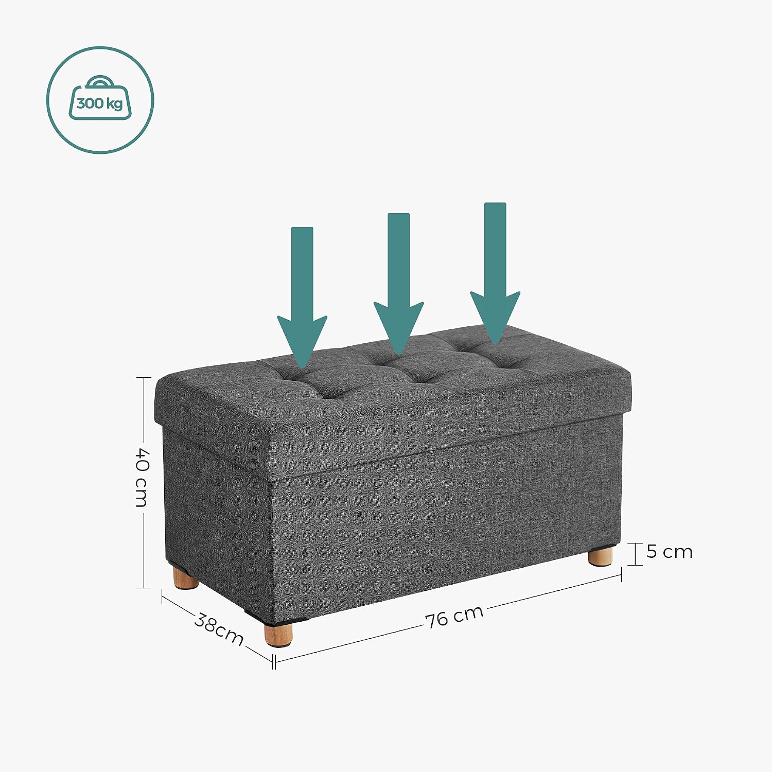 Detalle de SONGMICS Cassapanca pouf contenitore 77 L