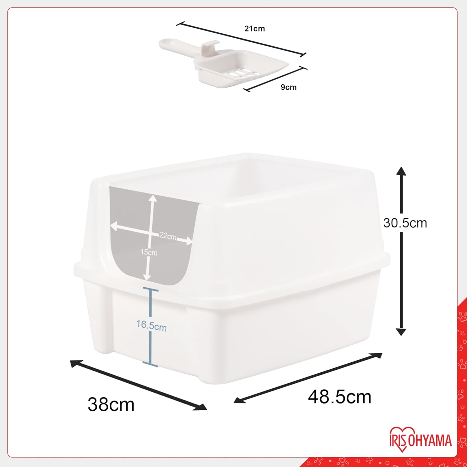 Thumbnail 6 de Iris Ohyama Vassoio per lettiera con paletta CLH-12, set da 2 (bianco) con pareti rimovibili